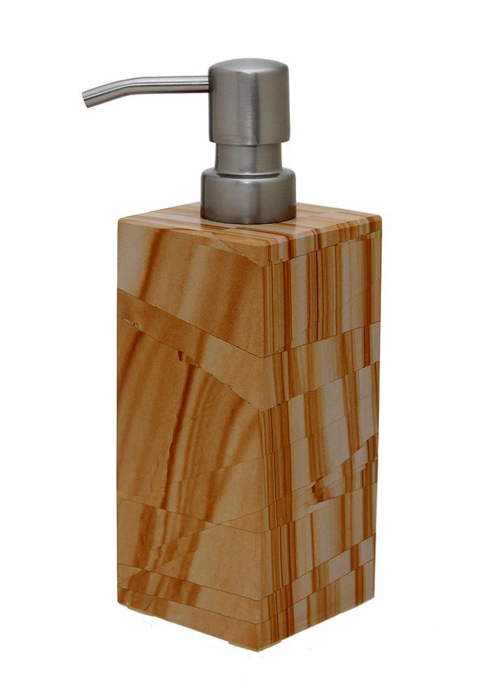 Myrtus Collection Square Soap Dispenser-Marble Crafter-MC-BA02-1TS-Bathroom DecorTeak Stone-6-France and Son