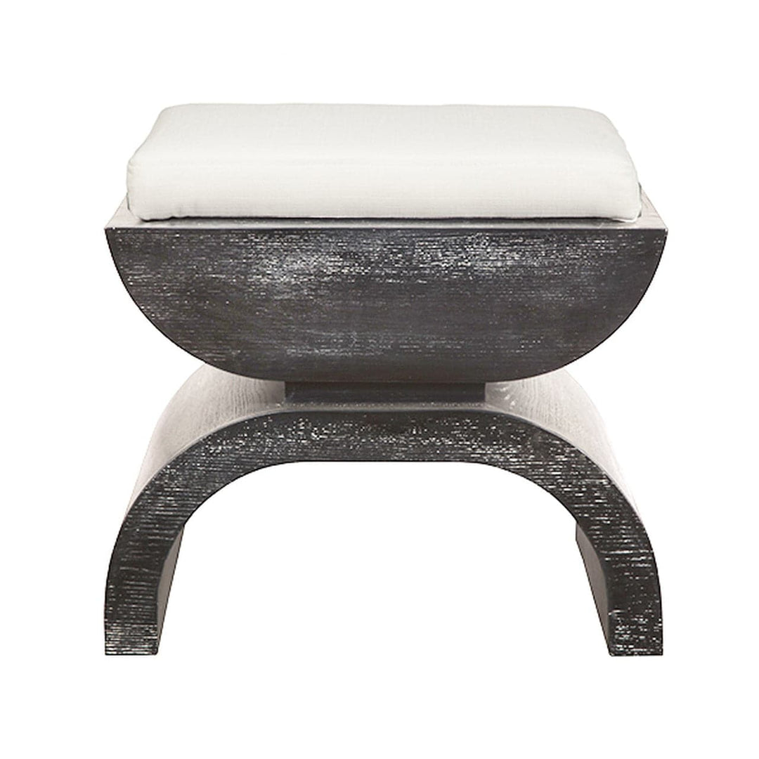 Biggs Stool with White Linen Cushion-Worlds Away-WORLD-BIGGS BCO-Stools & OttomansBlack Cerused Oak-2-France and Son