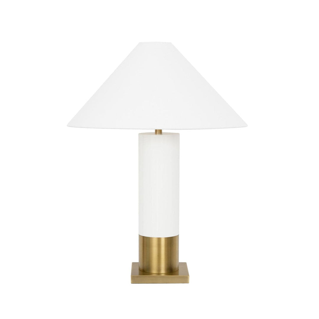 Bishop Table Lamp-Worlds Away-WORLD-BISHOP WH-Table LampsWhite Linen Coolie Shade In White Lacquer-3-France and Son
