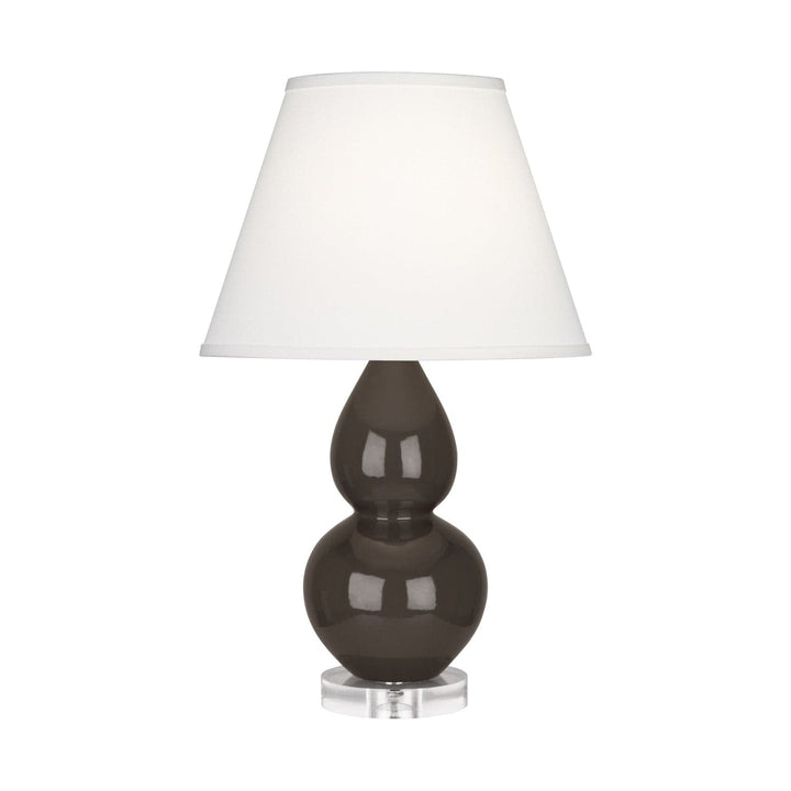 Small Double Gourd Accent Lamp with Lucite Base-Robert Abbey Fine Lighting-ABBEY-CF13X-Table LampsCoffee-Pearl Dupioni Fabric Shade-33-France and Son