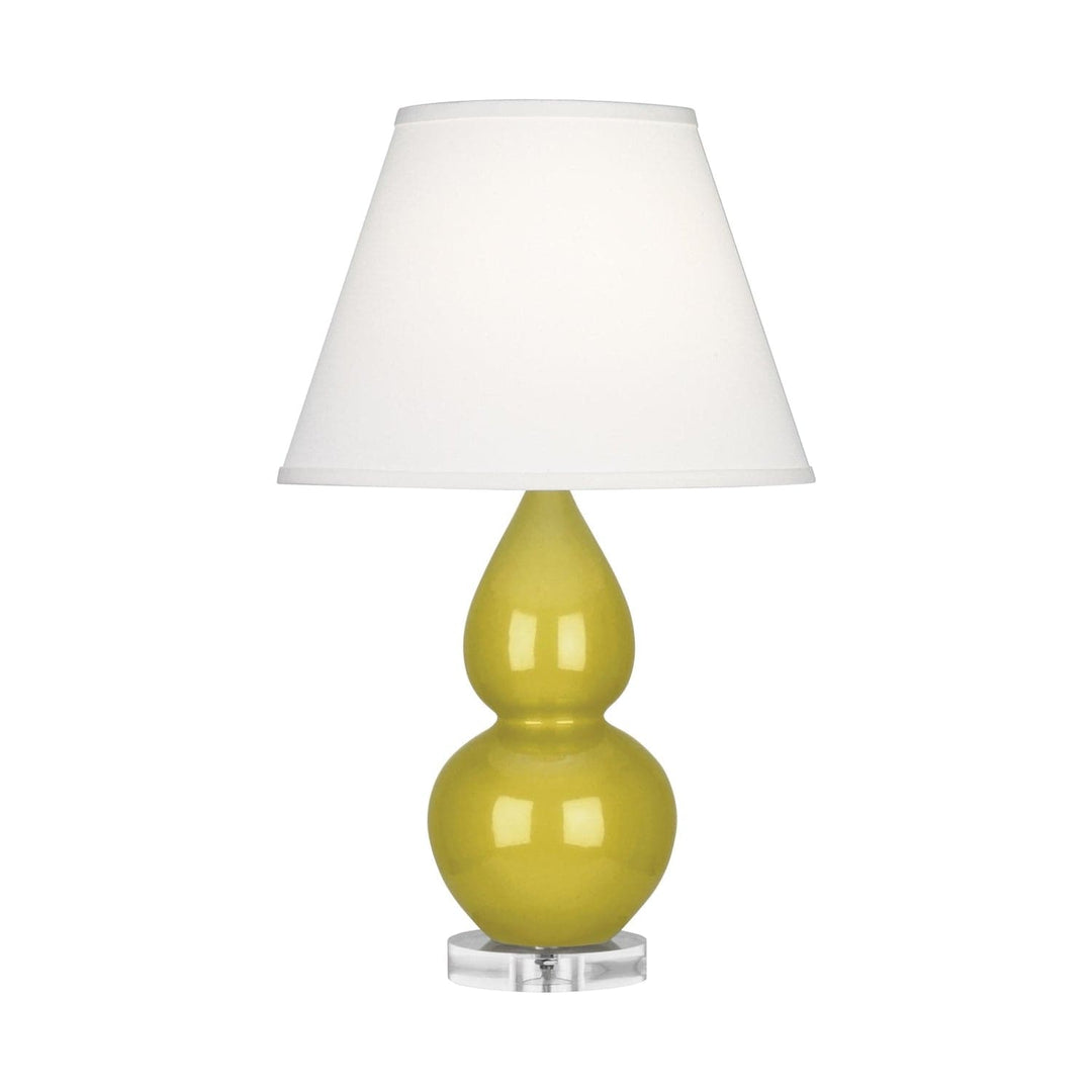 Small Double Gourd Accent Lamp with Lucite Base-Robert Abbey Fine Lighting-ABBEY-CI13X-Table LampsCitron-Pearl Dupioni Fabric Shade-35-France and Son
