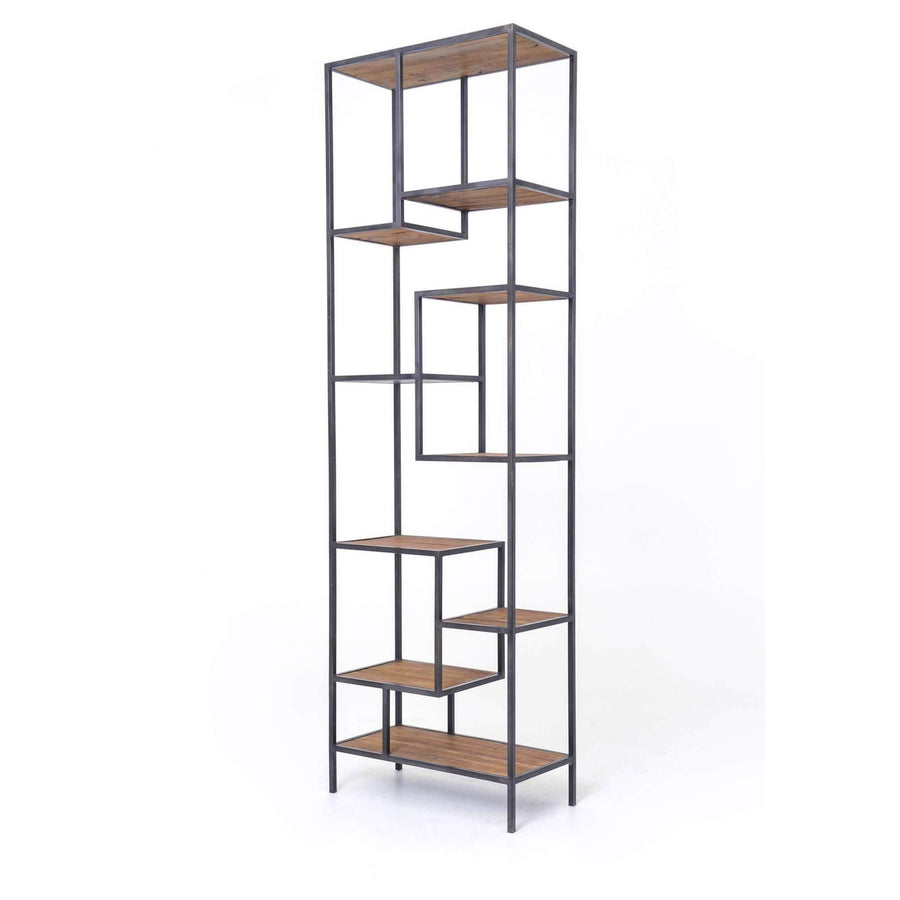 Helena Bookcase-Four Hands-FH-CIRD-38E1-E2-Bookcases & Cabinets102"-Waxed Black-Antique Bleach Sealed Pine-1-France and Son