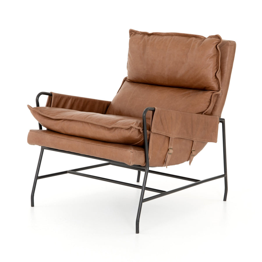Taryn Chair-Four Hands-FH-106096-008-Lounge ChairsChaps Saddle / Gunmetal-1-France and Son