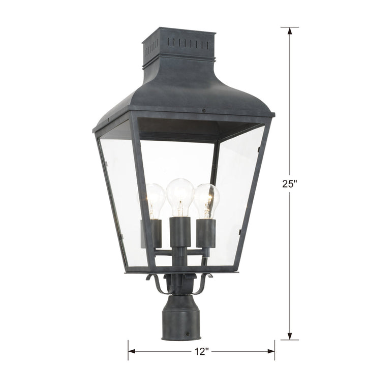 Dumont Outdoor 3 Light Post Mount-Crystorama Lighting Company-CRYSTO-DUM-9808-GE-Outdoor Post Lanterns-3-France and Son