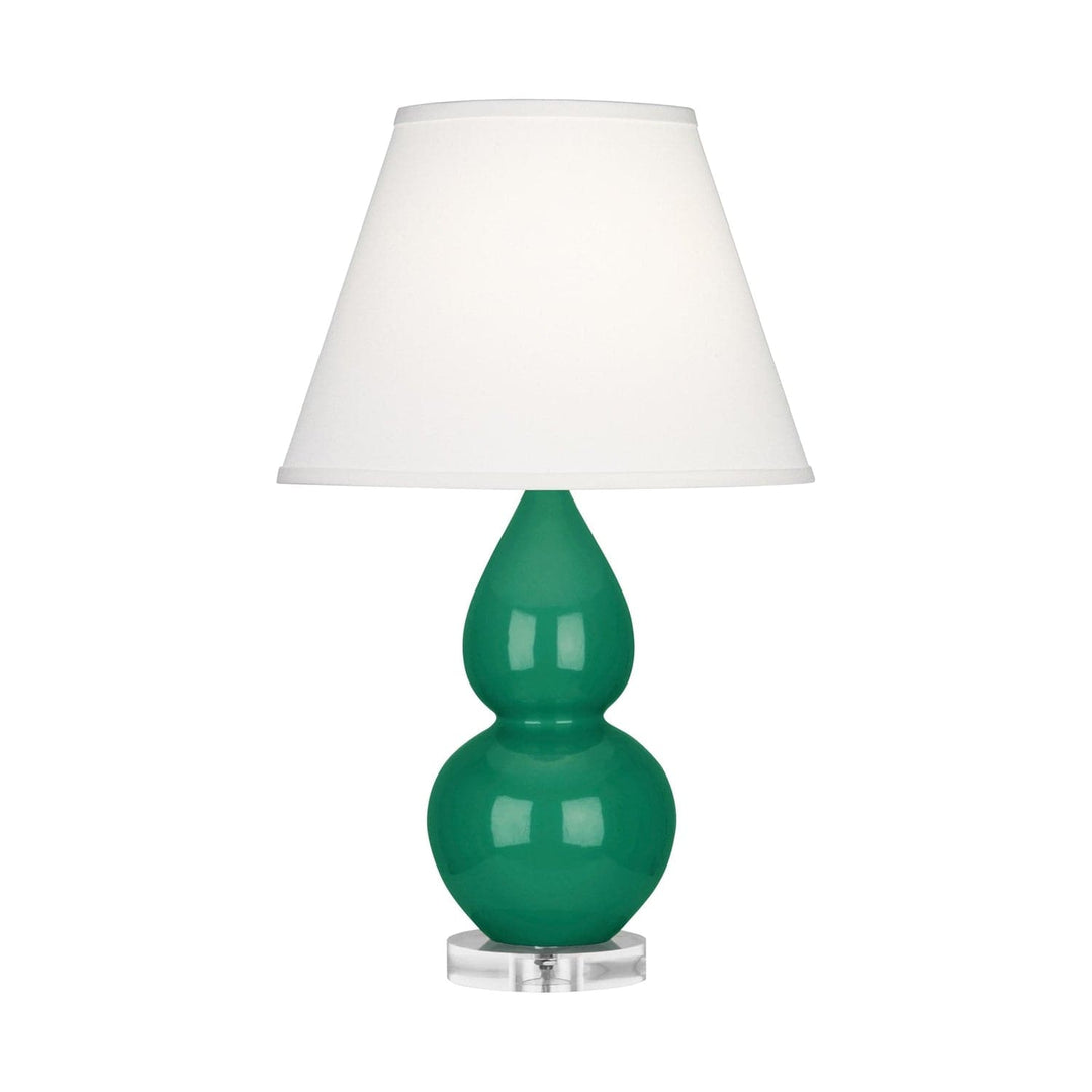 Small Double Gourd Accent Lamp with Lucite Base-Robert Abbey Fine Lighting-ABBEY-EG13X-Table LampsEmerald Green-Pearl Dupioni Fabric Shade-39-France and Son