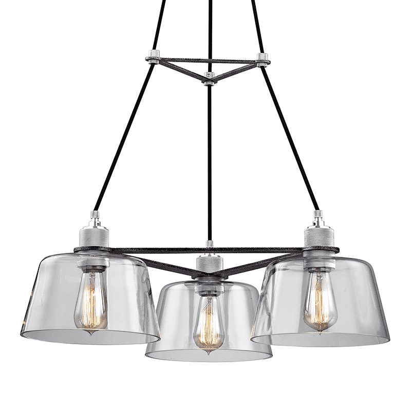Audiophile 3Lt Chandelier Old Silver And Polished Aluminum-Troy Lighting-TROY-F6153-Chandeliers-1-France and Son