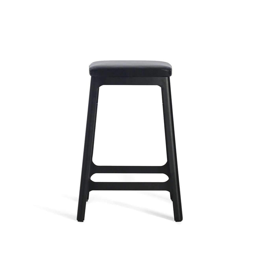 Dix Street Counter Stool with Leather Pad-France & Son-FEB0406BLK-Bar Stools-1-France and Son