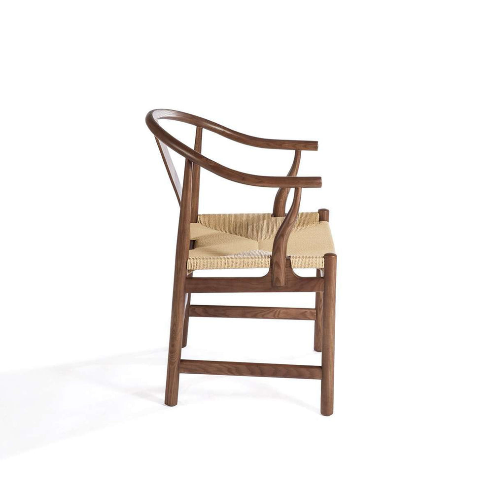 Wegner China Chair with Cord Seat-France & Son-FEC6929WALNUT-Dining Chairs-3-France and Son