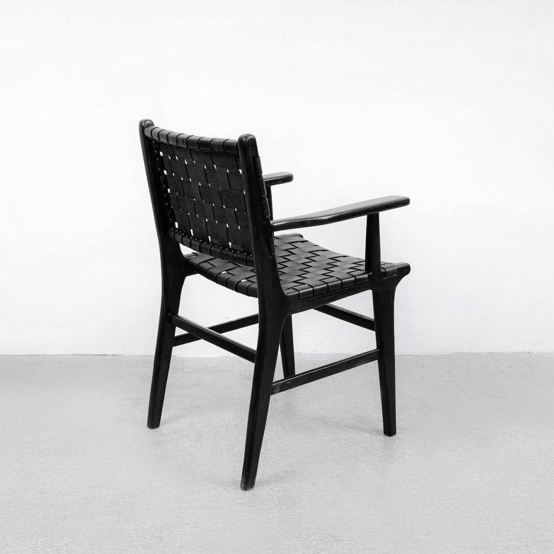 Cahyo Woven Leather Dining Armchair-France & Son-FL1016DBRN-Dining ChairsBrown-8-France and Son