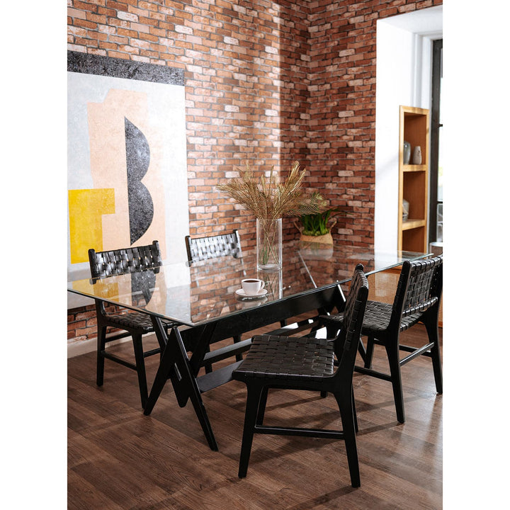 Cahyo Woven Leather Dining Chair-France & Son-FL1020DBRN-Dining ChairsBrown-6-France and Son