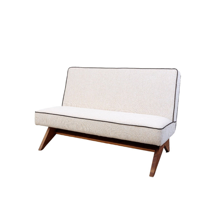 Jeanneret Armless Sofa with Upholstered Seat-France & Son-FL1049-SofasBeige With Piping-2-France and Son
