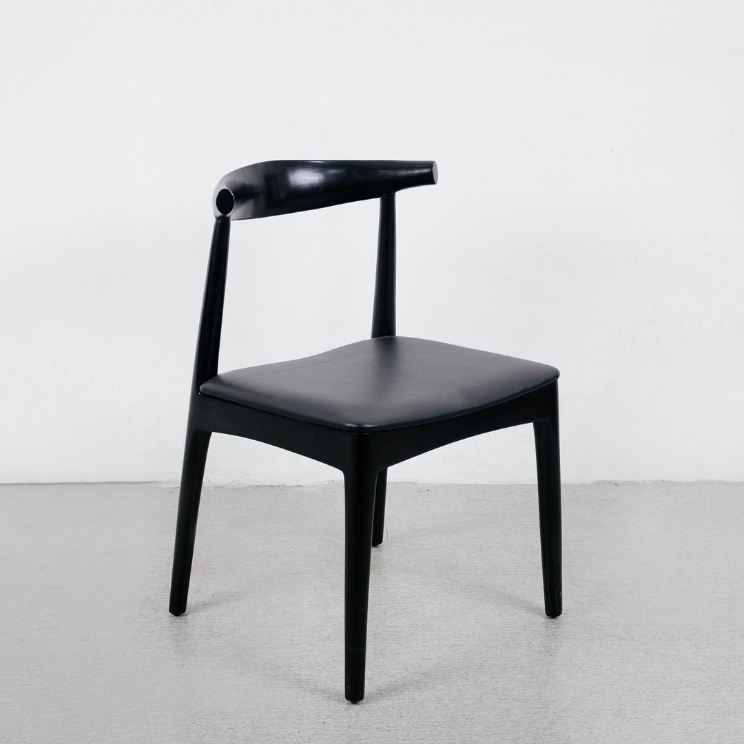 Wegner Elbow Chair - Black-France & Son-FL1078BKBK-Dining Chairs-2-France and Son