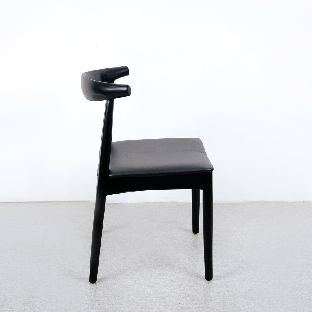 Wegner Elbow Chair - Black-France & Son-FL1078BKBK-Dining Chairs-3-France and Son