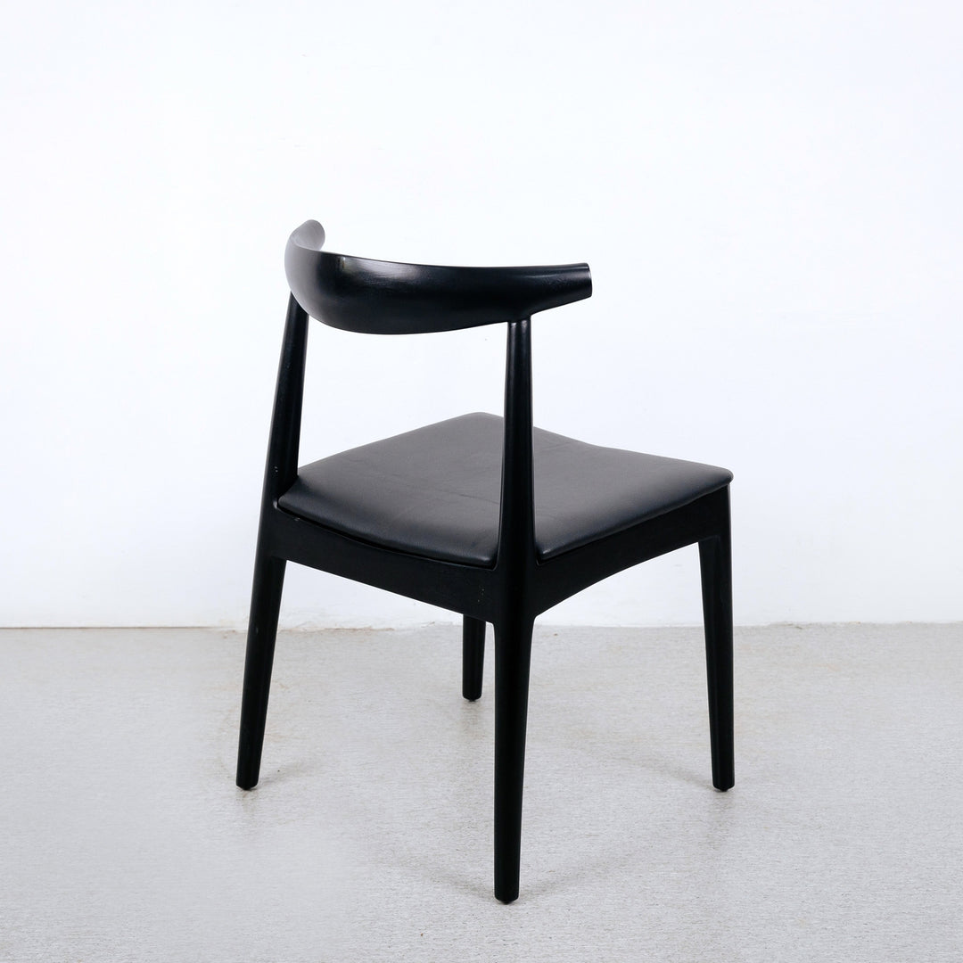 Wegner Elbow Chair - Black-France & Son-FL1078BKBK-Dining Chairs-4-France and Son