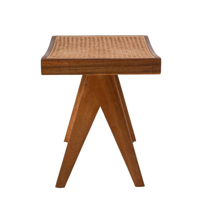 Mid Century Hand Caned Jeanneret Ottoman/Stool-France & Son-FL1112NTRL-Stools & OttomansNatural Ottoman-4-France and Son