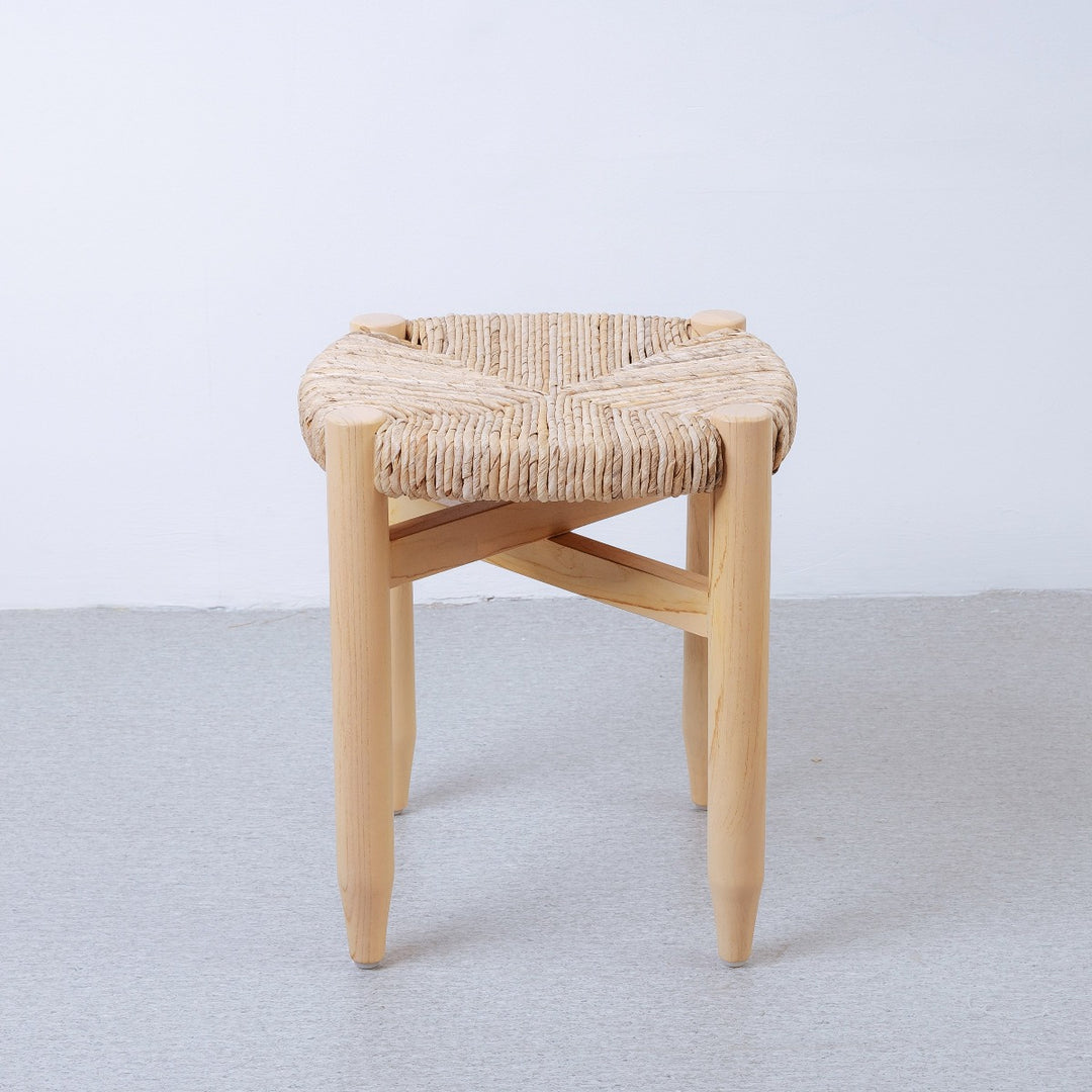 Perriand Teak Woven Stool-France & Son-FL1119IVORY-Stools & OttomansIvory-8-France and Son