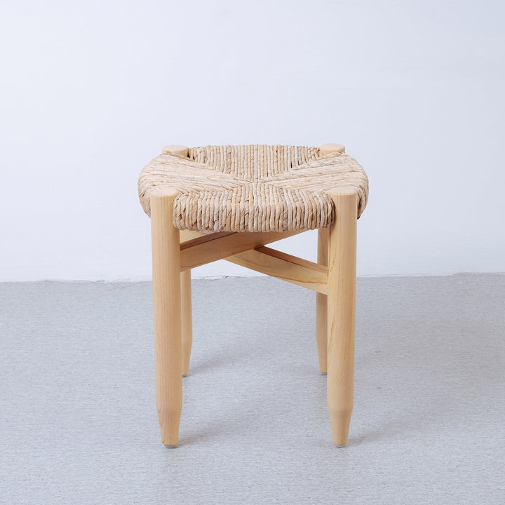 Perriand Teak Woven Stool-France & Son-FL1119IVORY-Stools & OttomansIvory-8-France and Son