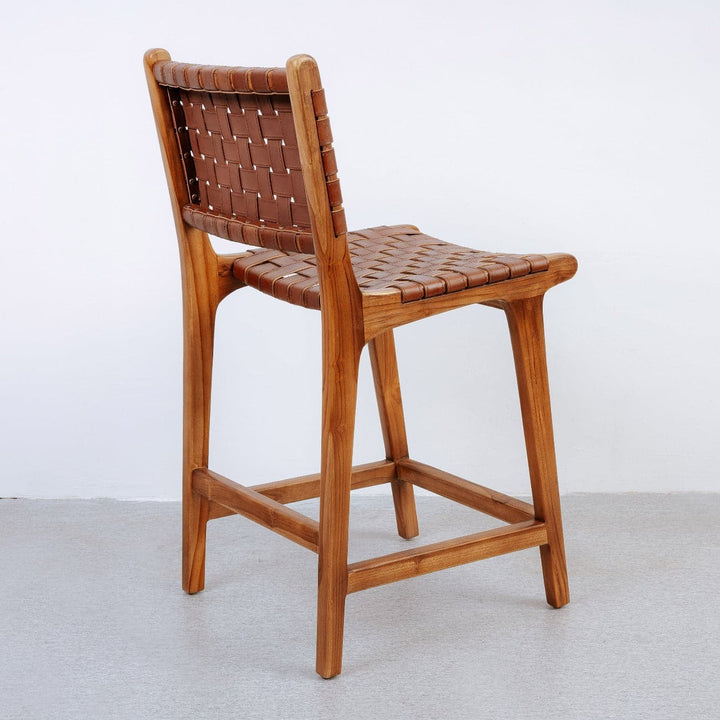 Cahyo Woven Leather Counter Stool-France & Son-FL1136BLK-Bar StoolsBlack-7-France and Son