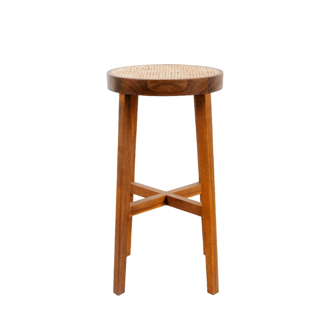 Jeanneret Round Bar Stool-France & Son-FL1141NTRL-Bar StoolsNatural-1-France and Son