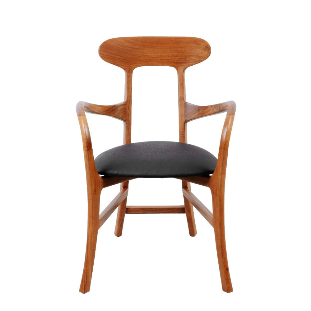 Kringle Teak Dining Chair - Leather-France & Son-FL1314BLKNEW-Dining ChairsBlack-1-France and Son