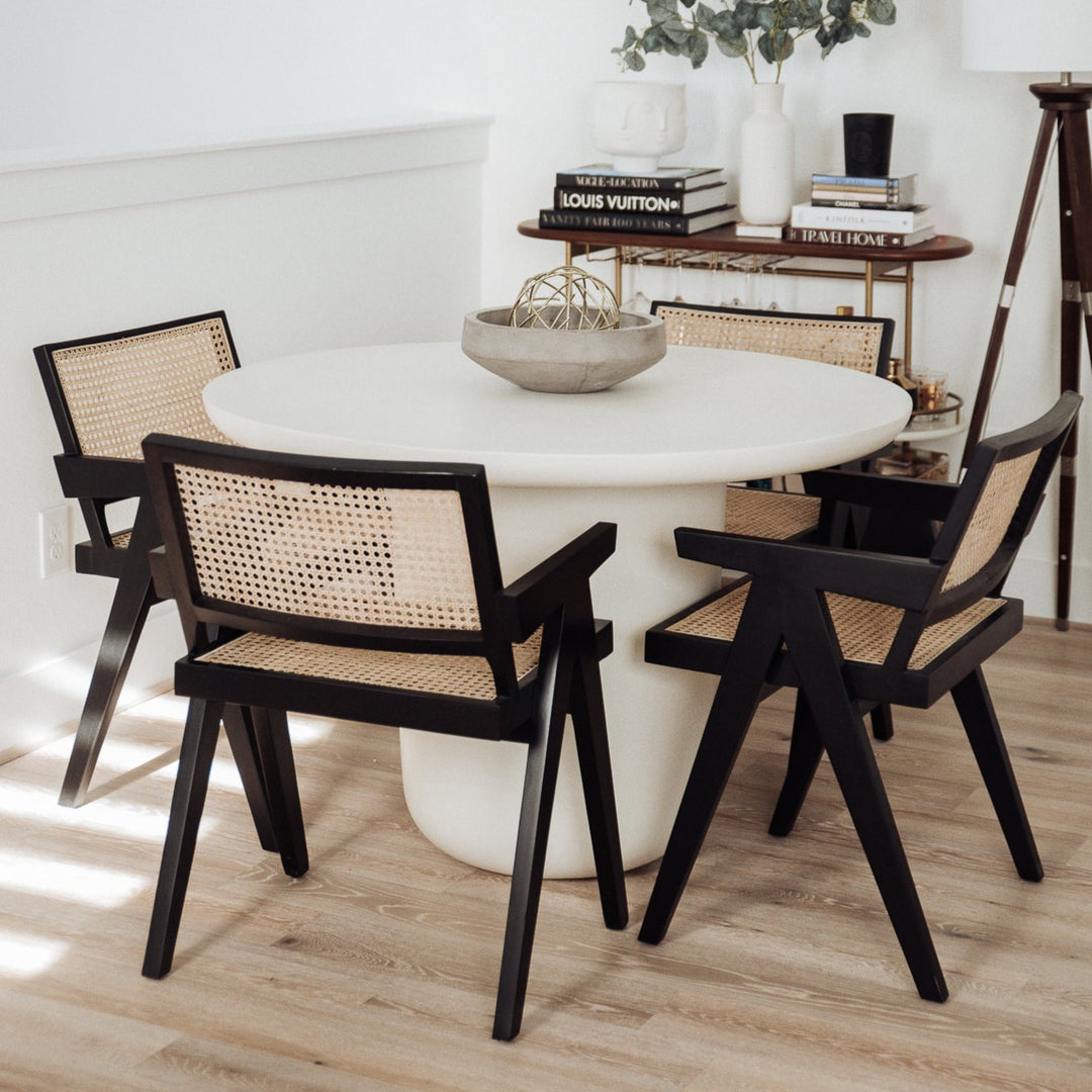 Jeanneret Dining Armchair Set - Black-France & Son-FL1316BLK-2pc-Dining ChairsSet of 2-2-France and Son