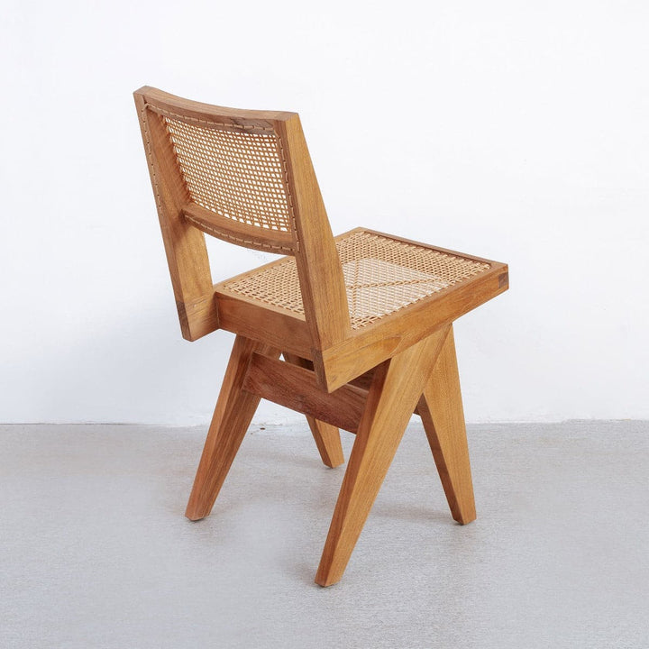 Pierre Jeanneret Hand Caned Side Chair - Indoor / Outdoor-France & Son-FL1318NTRL-SYN-Dining Chairs-6-France and Son