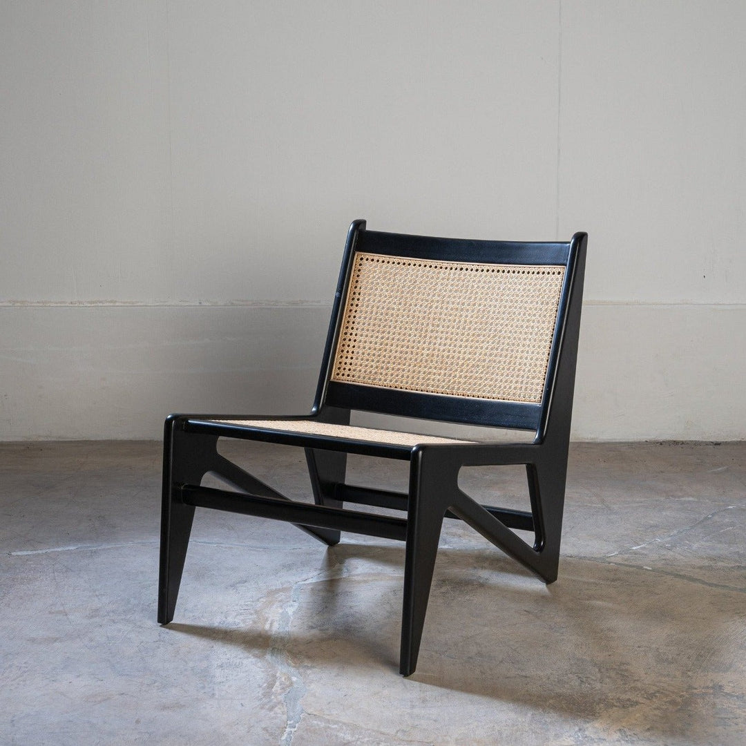 Jeanneret Kangaroo Lounge Chair with Cutout-France & Son-FL1390BLK-Lounge ChairsBlack Mahogany-1-France and Son