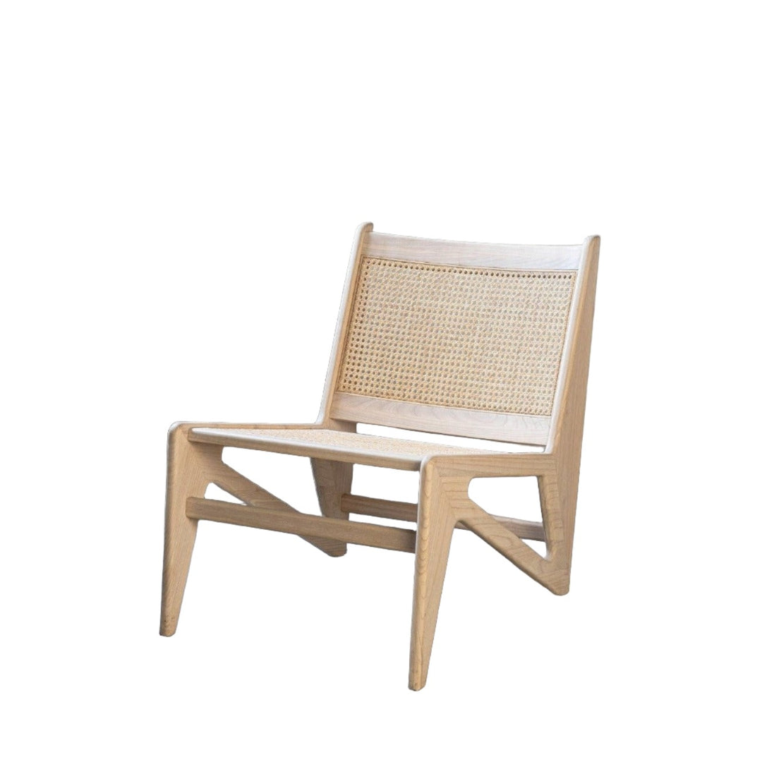 Hand Caned Jeanneret Kangaroo Lounge Chair Type 1-France & Son-FL1390OAK-Lounge ChairsOak-1-France and Son
