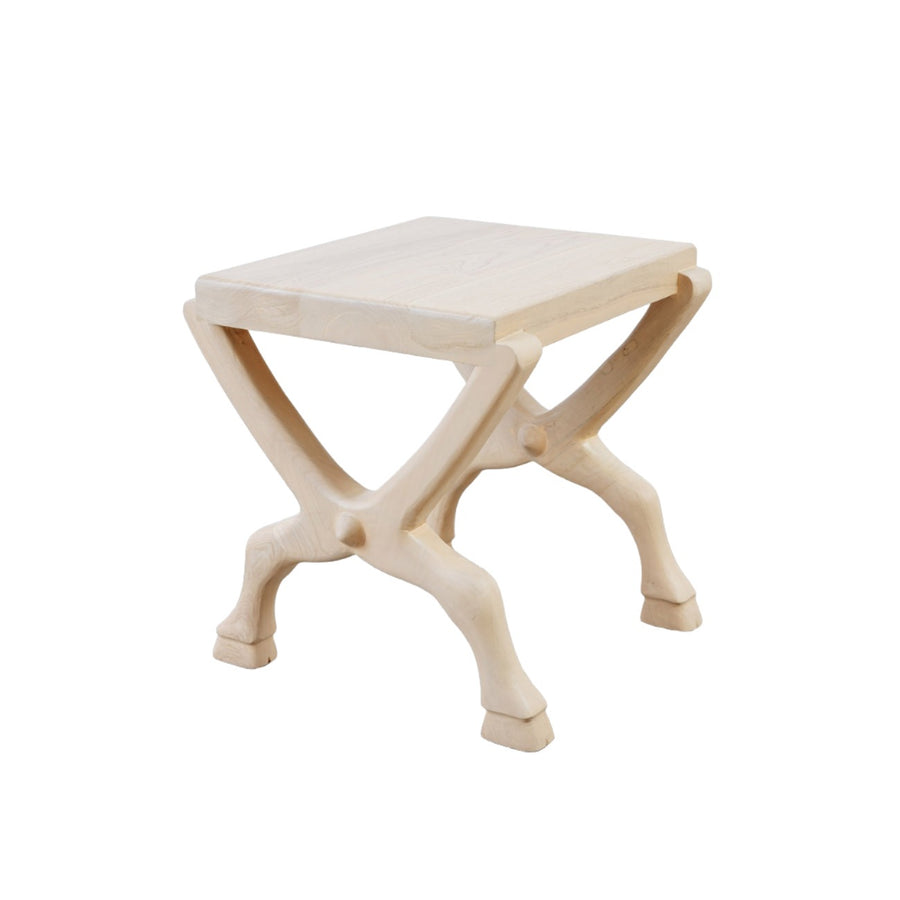 Hoofed Cross Leg End Table-France & Son-FL1435IVORY-Side Tables-1-France and Son