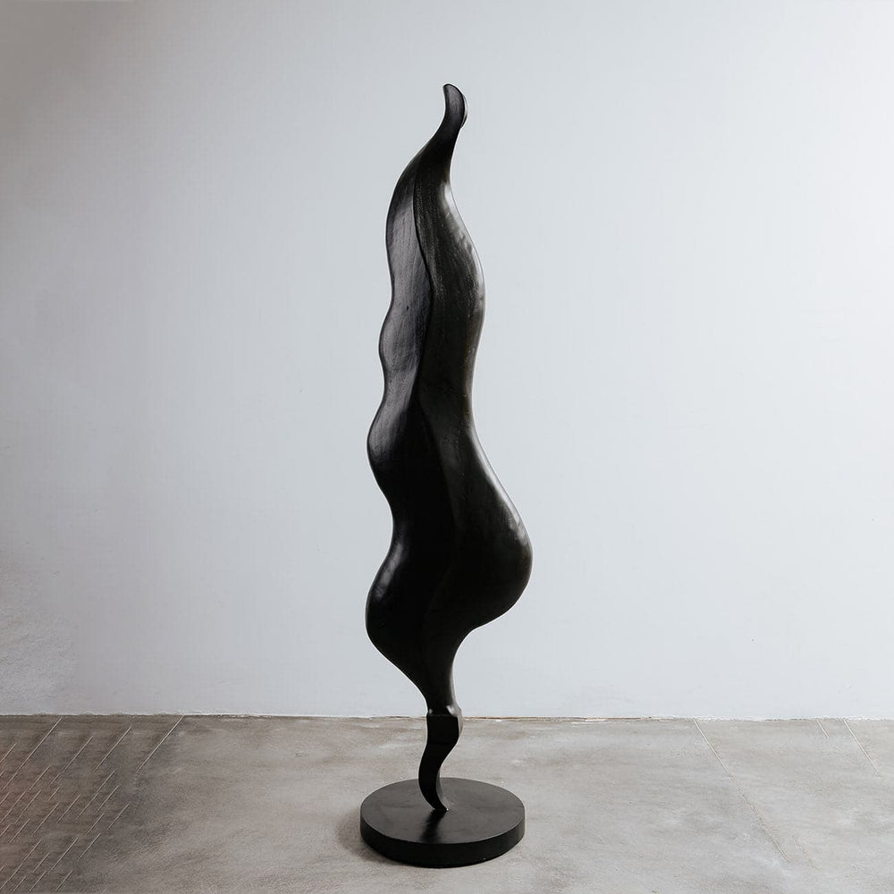 Eternal Flame Teak Floor Sculpture-France & Son-FL2003BLK-Decorative Objects-1-France and Son