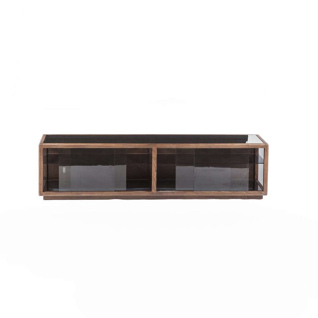 Banain Media Stand Tinted Glass-France & Son-FSS003WALNUT-Media Storage / TV Stands-1-France and Son