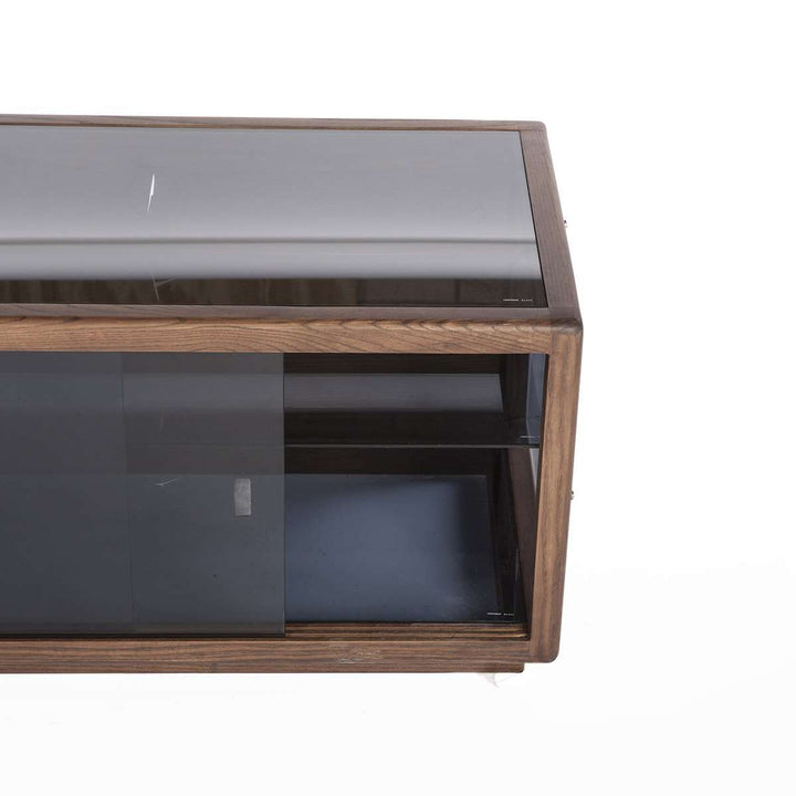 Banain Media Stand Tinted Glass-France & Son-FSS003WALNUT-Media Storage / TV Stands-3-France and Son