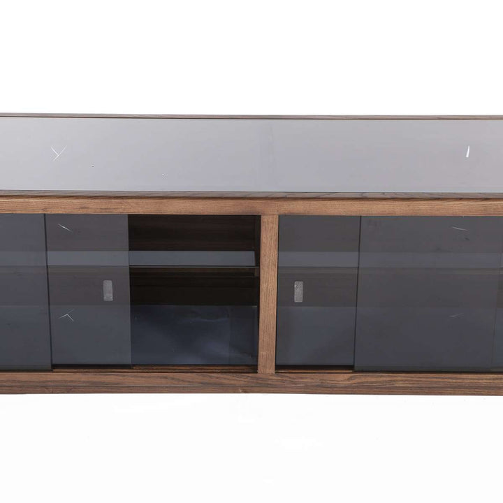 Banain Media Stand Tinted Glass-France & Son-FSS003WALNUT-Media Storage / TV Stands-4-France and Son