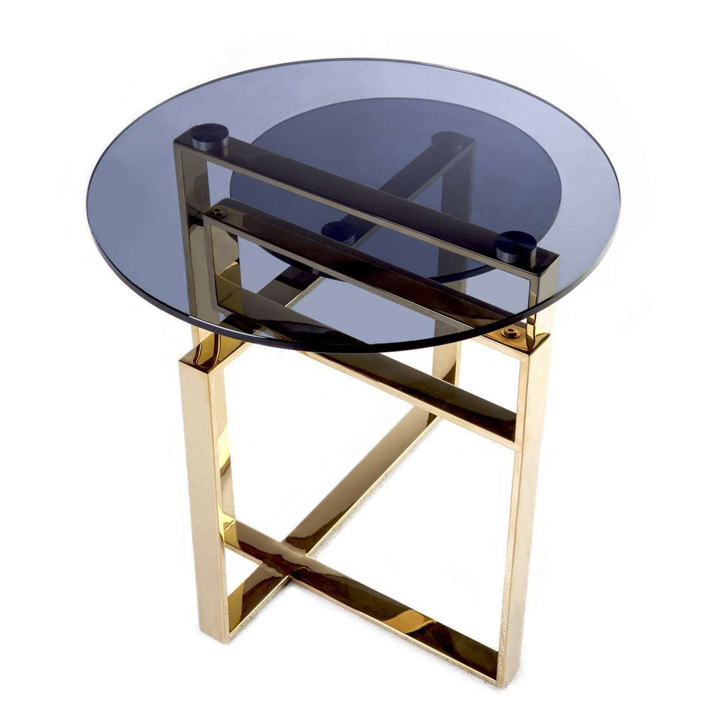 Modern Bertt Side Table - Gold/Smoke-France & Son-FWT298SGREYGOLD-Side Tables-2-France and Son