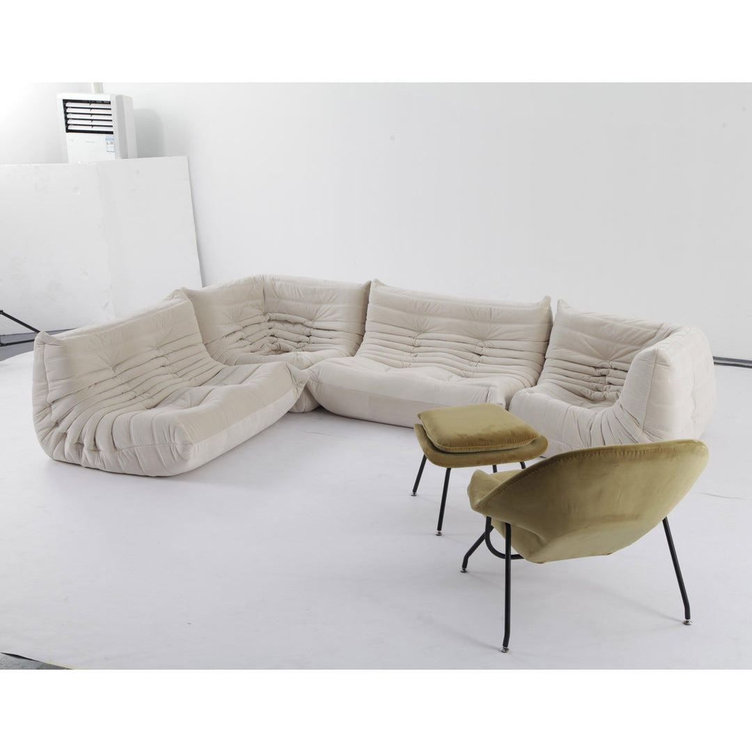 Lazy Lounger Modular Sectional - Velvet-FAS REPRO-FYS0531IVORY-Lounge Chair-5-France and Son