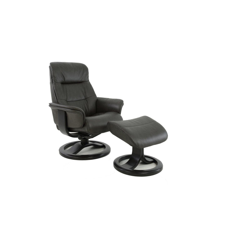 Anne R Small Recliner with Footstool-Fjords-FJORDS-610501-244-Lounge ChairsSoft Line Leather SL 244 Ice-2-France and Son