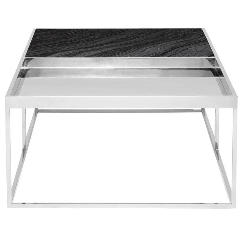 Corbett Coffee Table-Nuevo-NUEVO-HGNA531-Coffee TablesRectangle-White Marble & brushed stainless base-11-France and Son