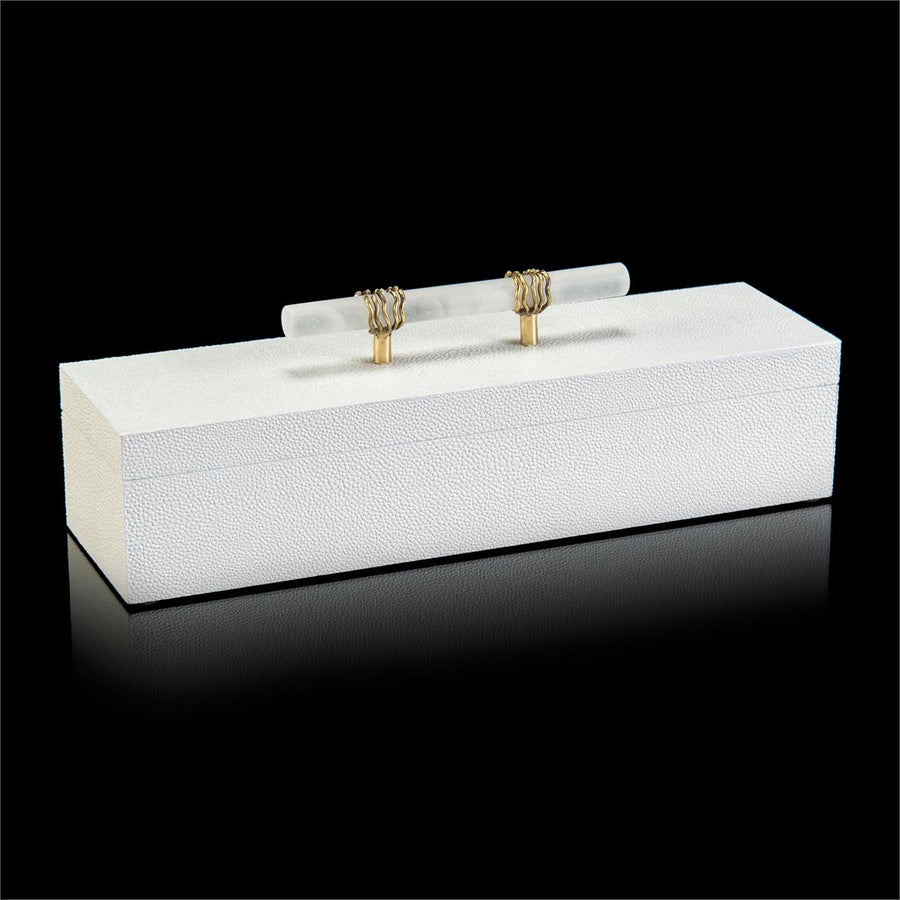 White Box With Alabaster Handle-John Richard-JR-JRA-11036-Baskets & Boxes-1-France and Son