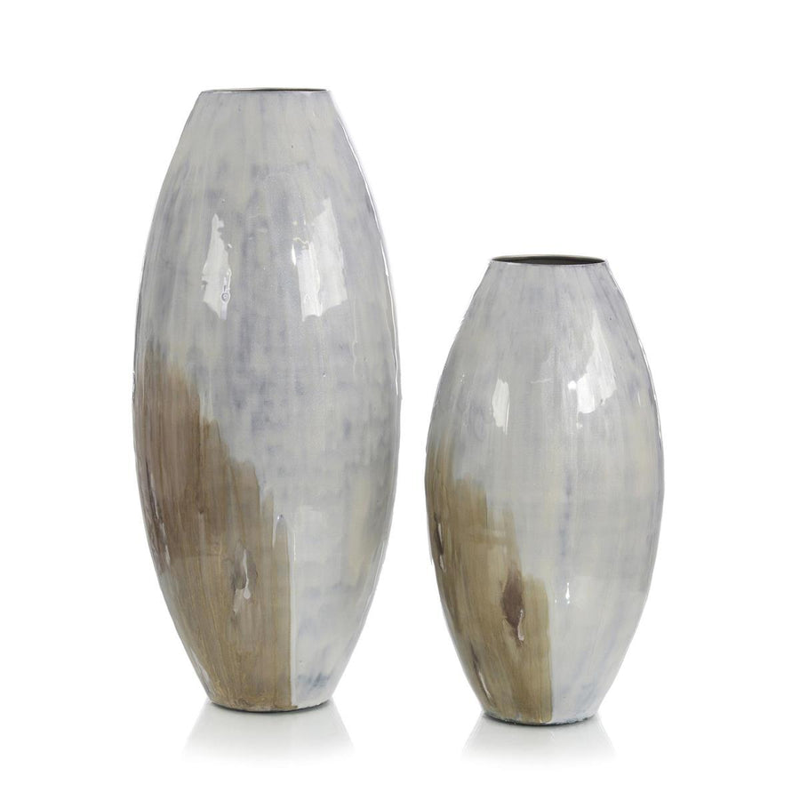 Enameled Vases In Shades Of The Earth - Set Of 2-John Richard-JR-JRA-11813S2-Vases-1-France and Son
