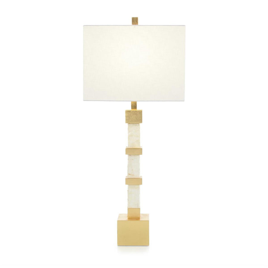 White Mica and Gold Buffet Lamp-John Richard-JR-JRL-10444-Table Lamps-1-France and Son