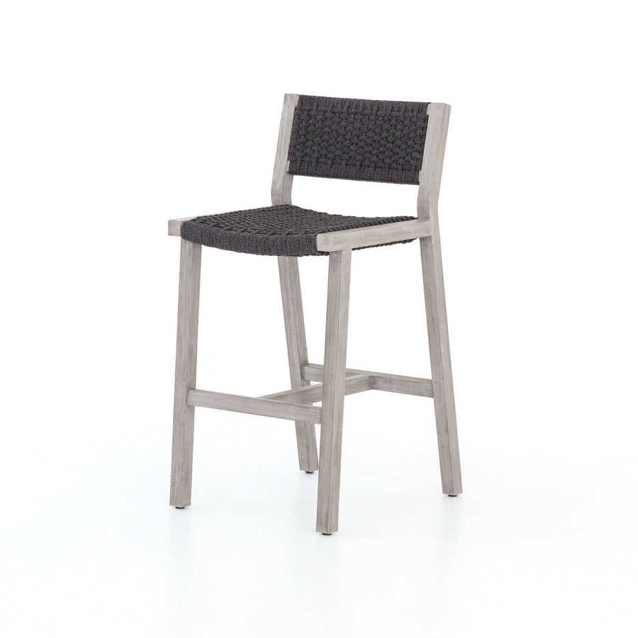 Delano Outdoor Bar + Counter Stool-Four Hands-FH-JSOL-022A-Outdoor Bar stoolsBar-Weathered Grey-Fsc / Thick Dark Grey Rope-1-France and Son