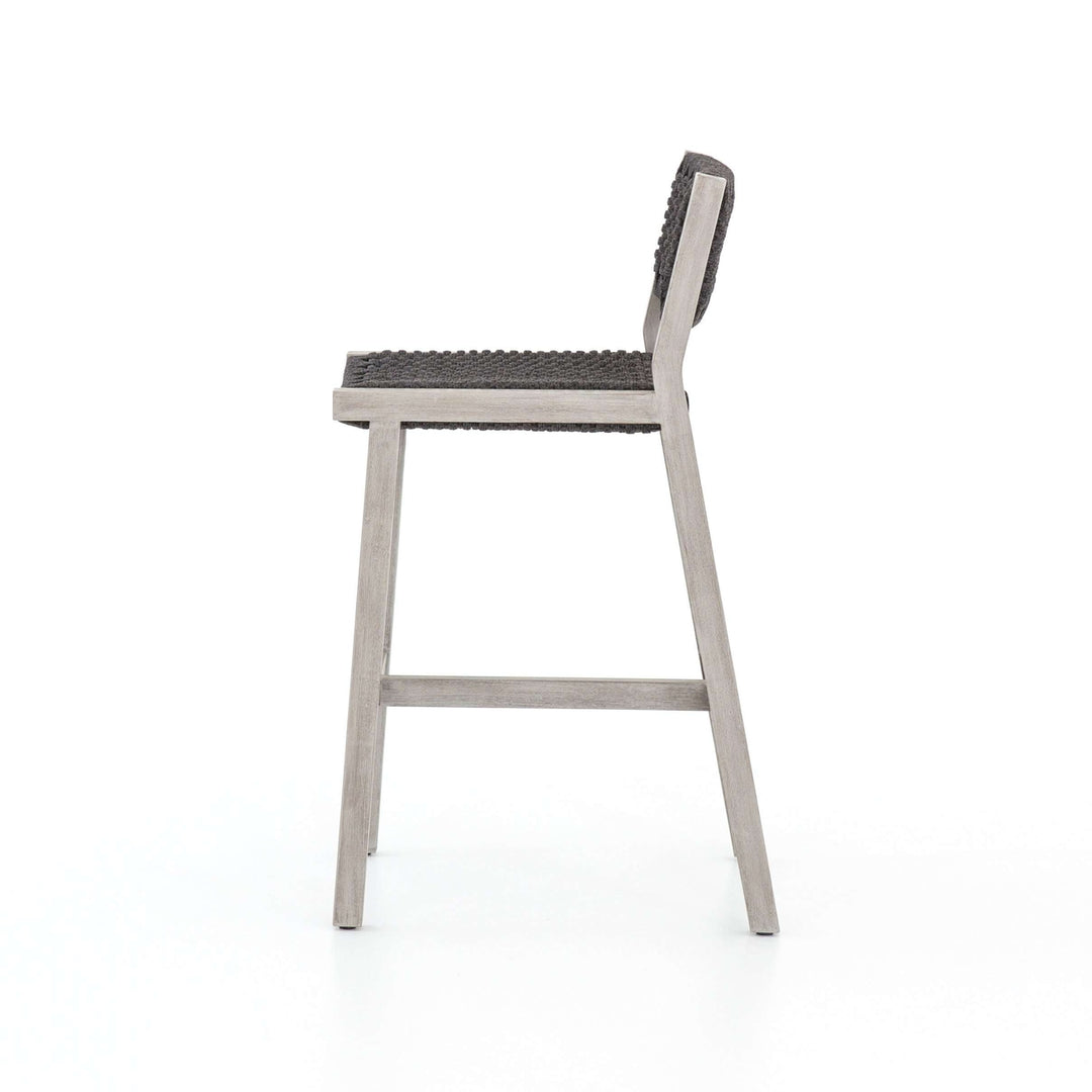 Delano Outdoor Bar + Counter Stool-Four Hands-FH-JSOL-155-Outdoor Bar stoolsCounter-Weathered Grey-Fsc / Thick Dark Grey Rope-5-France and Son