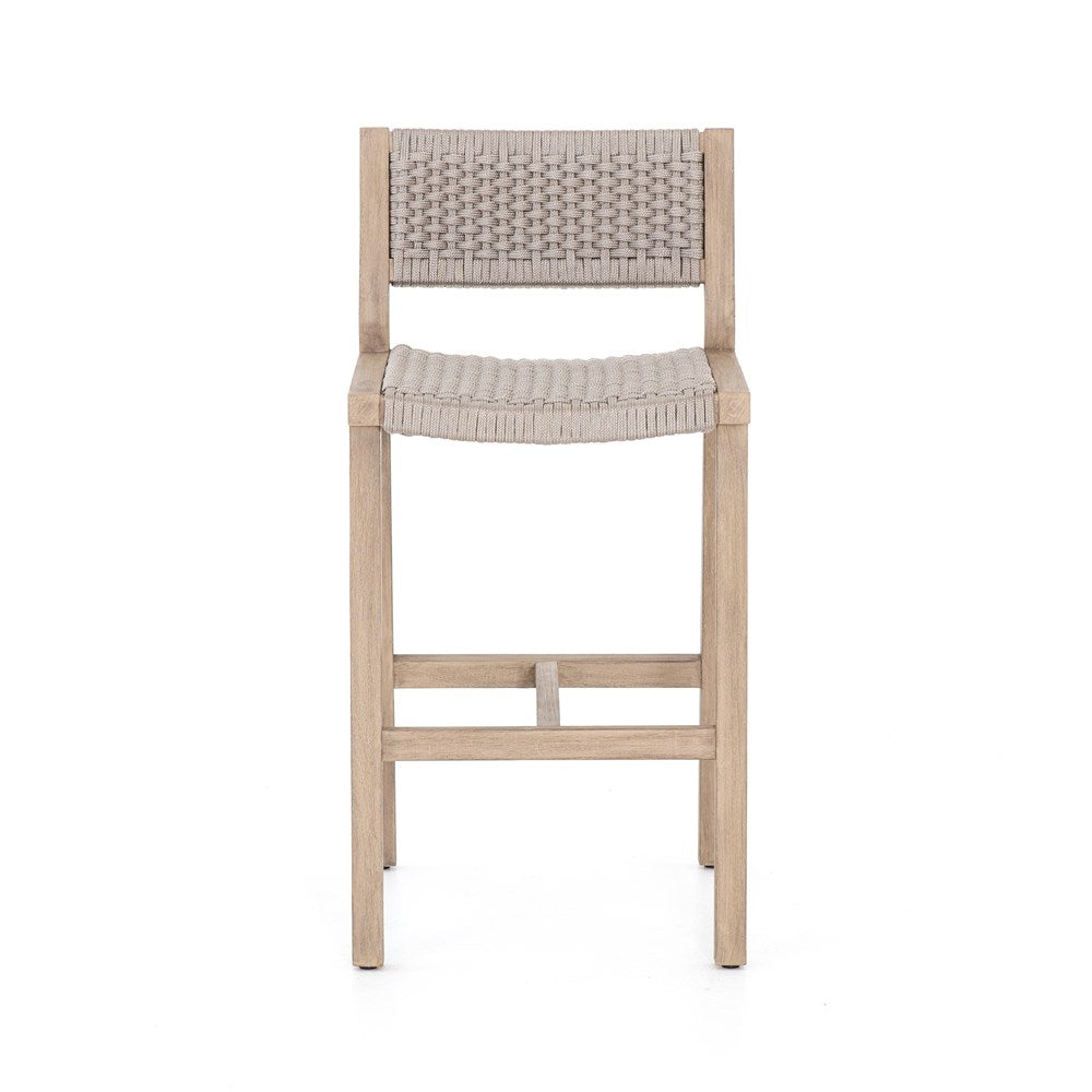 Delano Outdoor Bar + Counter Stool-Four Hands-FH-JSOL-155-Outdoor Bar stoolsCounter-Weathered Grey-Fsc / Thick Dark Grey Rope-9-France and Son
