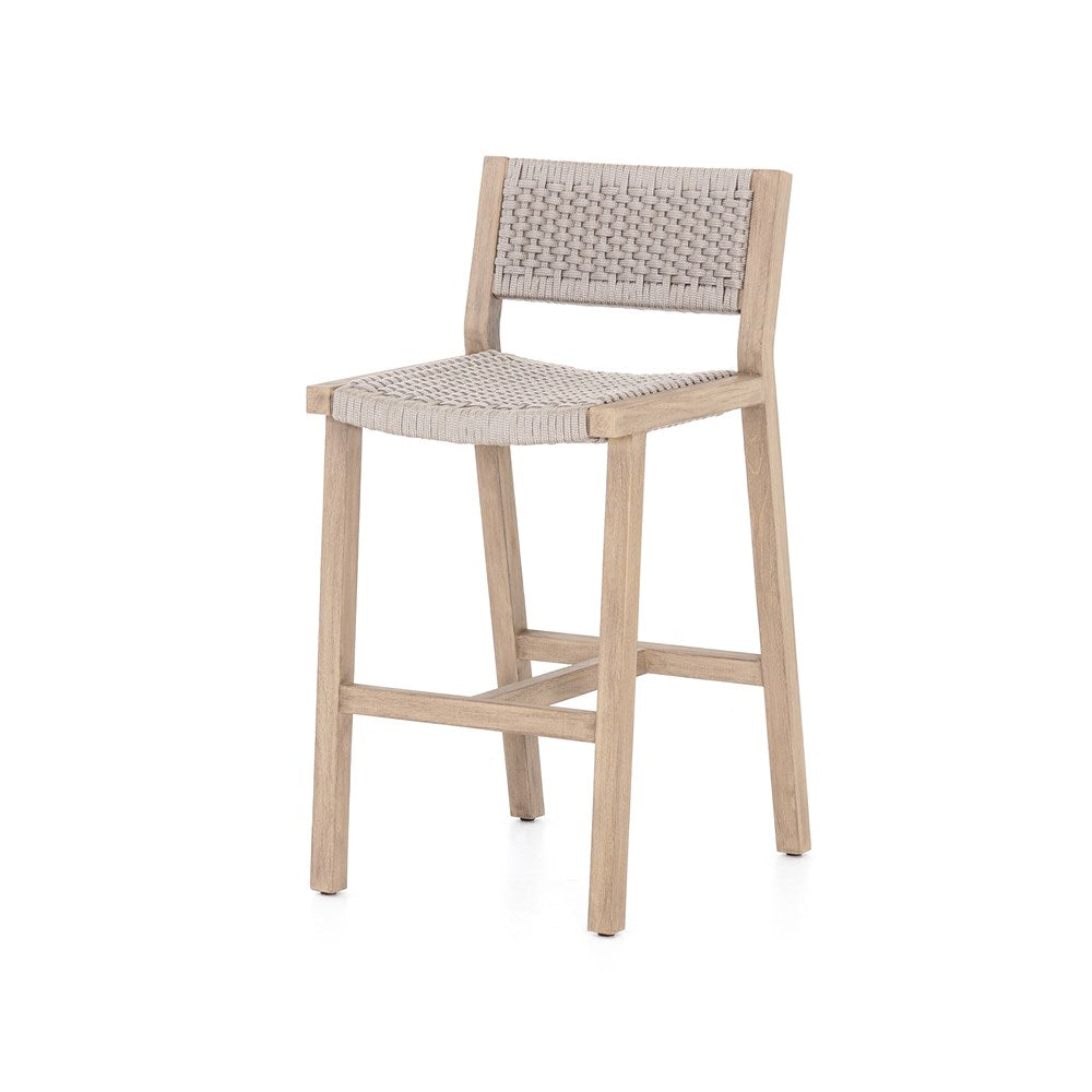 Delano Outdoor Bar + Counter Stool-Four Hands-FH-JSOL-022-Outdoor Bar stoolsBar-Washed Brown-Fsc / Thick Grey Rope-8-France and Son
