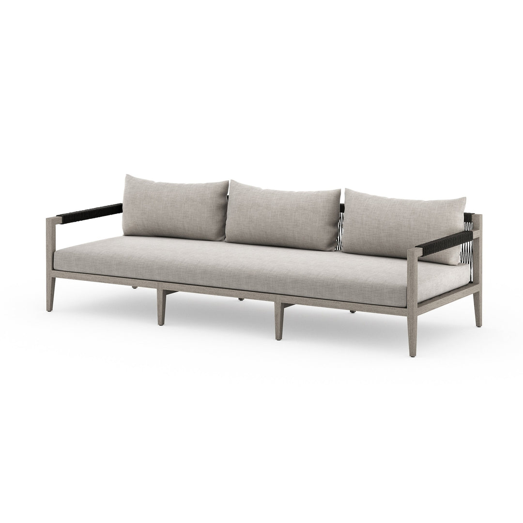 Sherwood Outdoor Sofa-93"-Four Hands-FH-JSOL-10201K-561-Outdoor SofasWeathered Grey-Fsc Teak / Dark Grey Rope-Stone Grey-10-France and Son