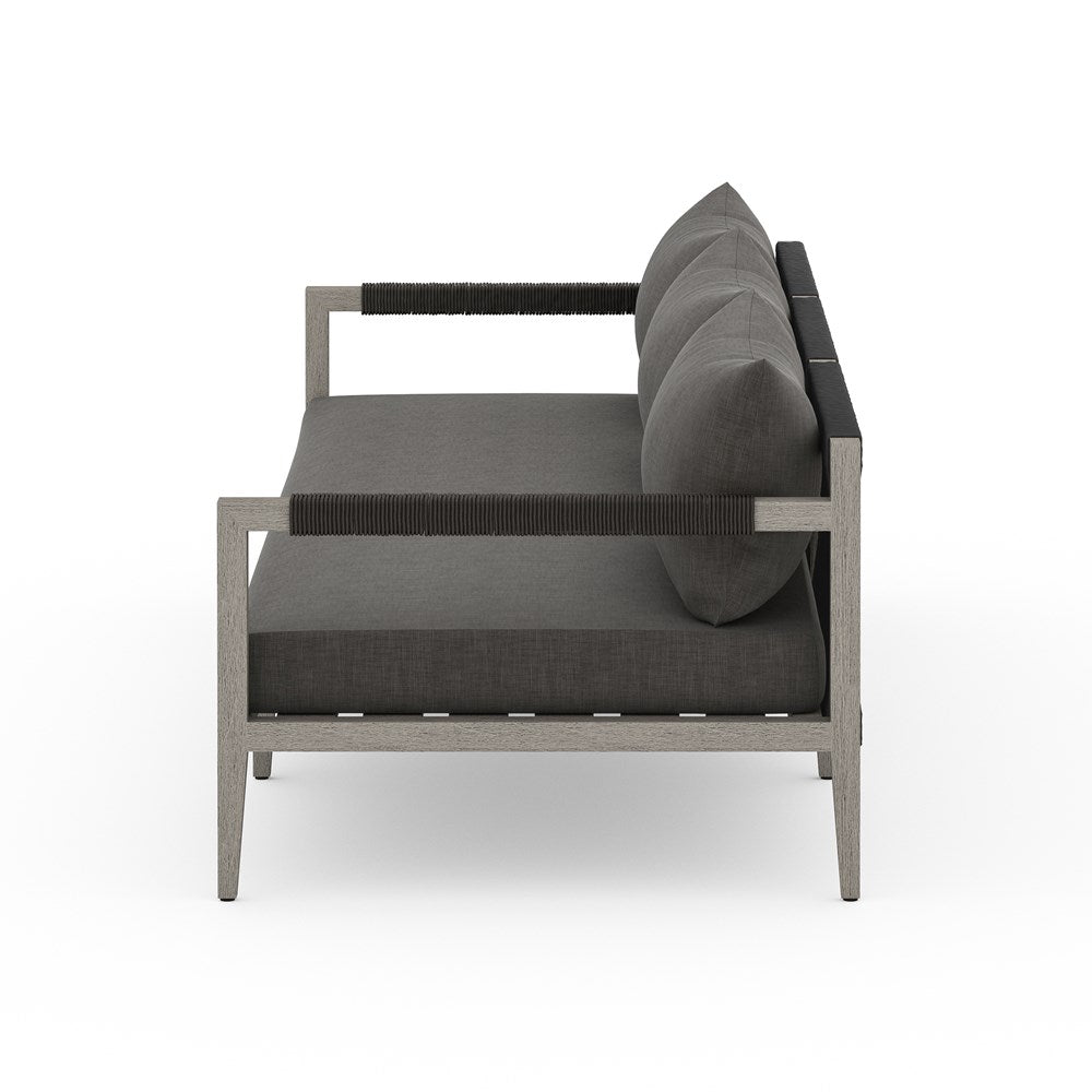 Sherwood Outdoor Sofa-93"-Four Hands-FH-JSOL-10201K-562-Outdoor SofasWeathered Grey-Fsc Teak / Dark Grey Rope-Charcoal-9-France and Son
