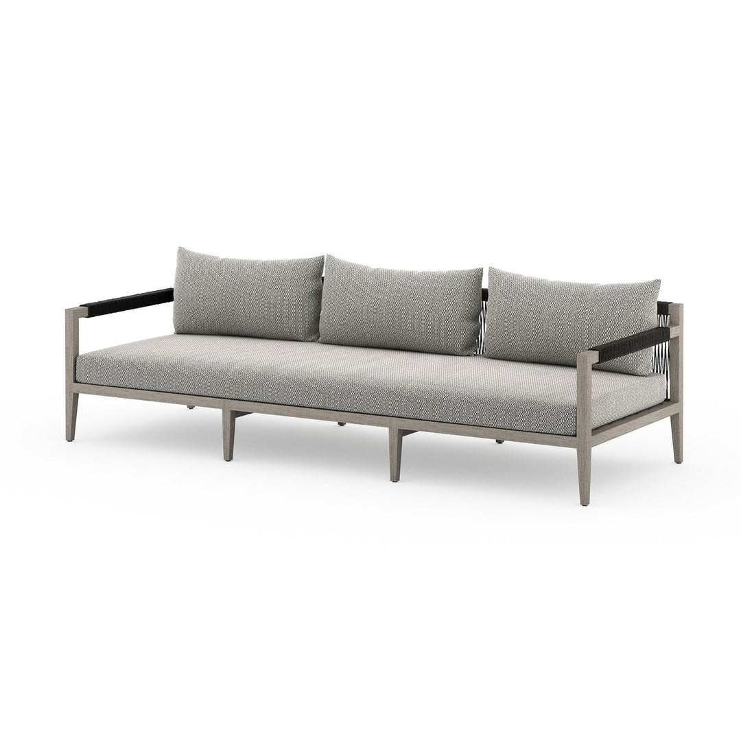Sherwood Outdoor Sofa-93"-Four Hands-FH-JSOL-10201K-970-Outdoor SofasWeathered Grey-Fsc Teak / Dark Grey Rope-Faye Ash-13-France and Son