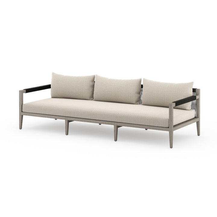 Sherwood Outdoor Sofa-93"-Four Hands-FH-JSOL-10201K-971-Outdoor SofasWeathered Grey-Fsc Teak / Dark Grey Rope-Faye Sand-11-France and Son