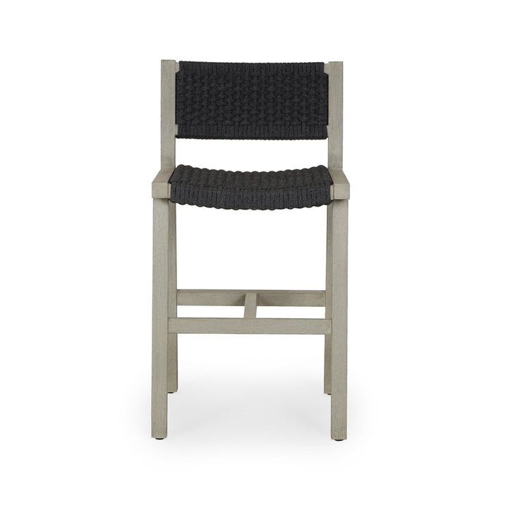 Delano Outdoor Bar + Counter Stool-Four Hands-FH-JSOL-155-Outdoor Bar stoolsCounter-Weathered Grey-Fsc / Thick Dark Grey Rope-14-France and Son