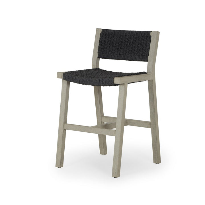 Delano Outdoor Bar + Counter Stool-Four Hands-FH-JSOL-155-Outdoor Bar stoolsCounter-Weathered Grey-Fsc / Thick Dark Grey Rope-13-France and Son